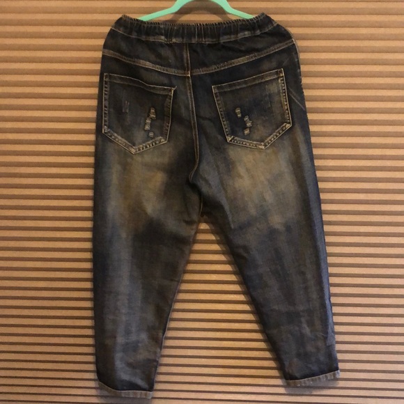 Patchwork elastic waist Jean denim. - Picture 6 of 9